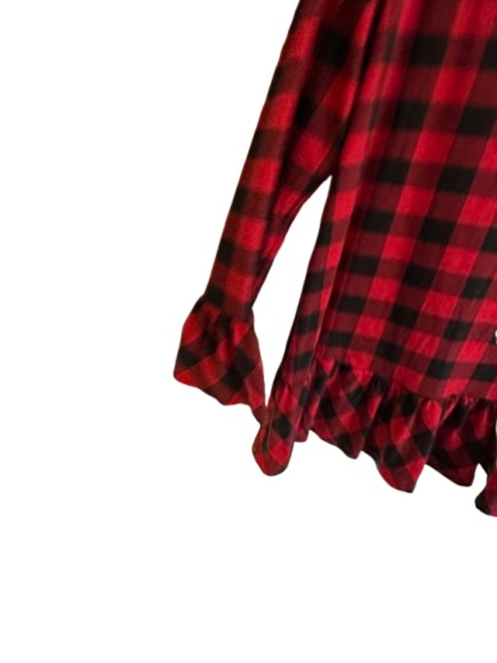 Red and Black Buffalo Plaid Ruffle Hem Tunic - Picture 5 of 6